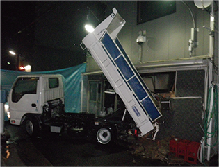 神戸山口組傘下組織事務所に対するダンプカー衝突事件の現場