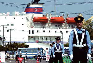 Tight security as the Mangyongbong-92 makes port