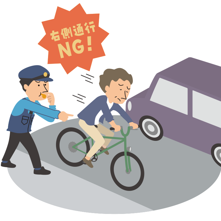 警察官の 指導警告に従わず ながら運転継続する人のイラスト