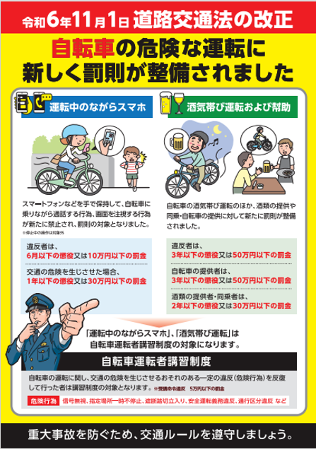 自転車のスマホ・酒気帯び罰則強化