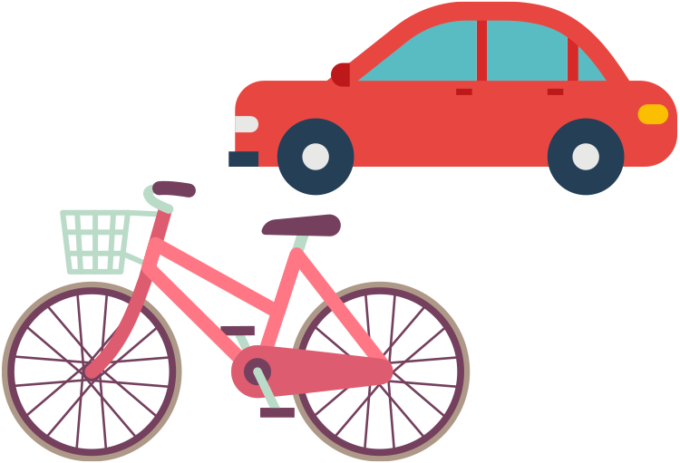 自転車と自動車のイラスト