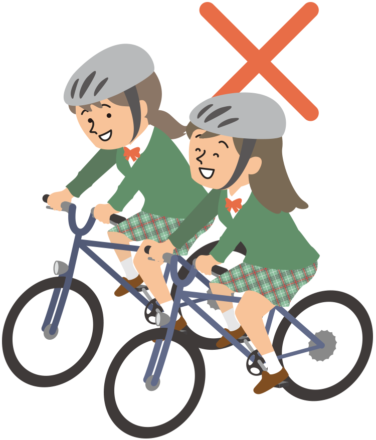 自転車で並走する人のイラスト
