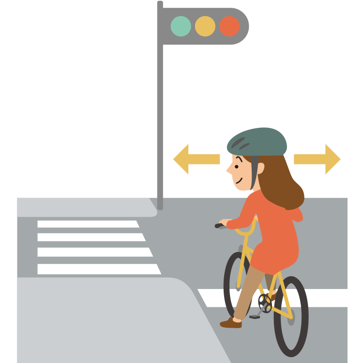 周囲を安全確認する人のイラスト