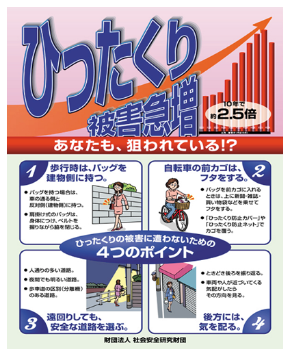 ひったくり防止の広報チラシ