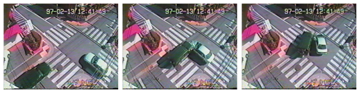 交通事故自動記録装置による撮影画像の連続写真