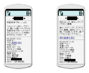 写真　出会い系サイトへの書き込みの例