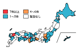 図3-7　都道府県別銃器発砲事件の発生状況(平成17年)