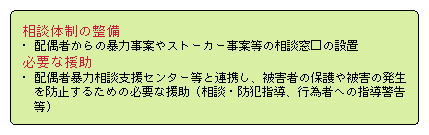 DVやストーカー事案に対する施策