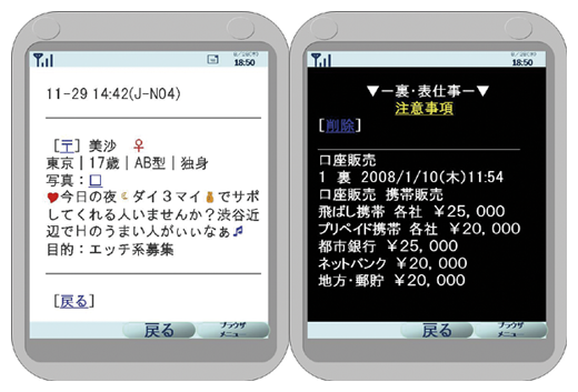 インターネット上の違法情報の例（イメージ）