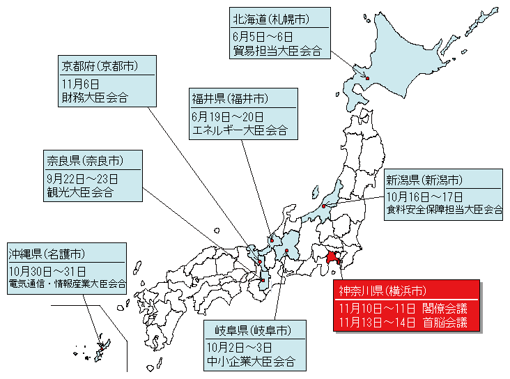 図V-1　2010年APEC首脳会議等の開催地