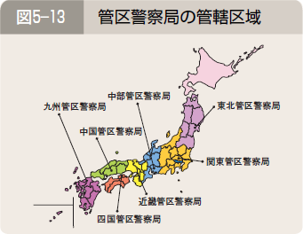 図５―１３ 管区警察局の管轄区域