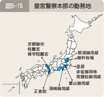 図５―１５ 皇宮警察本部の勤務地