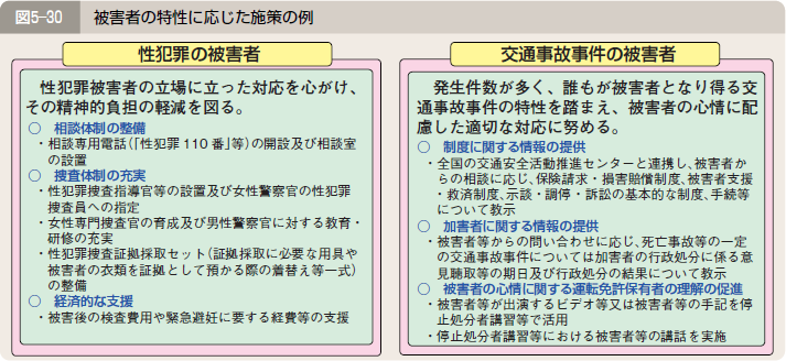 図５―３０ 被害者の特性に応じた施策の例