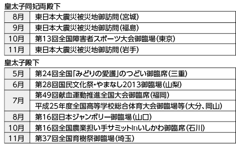 図表6－17　主な行啓（平成25年）