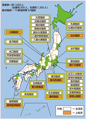 図表6-9 オウム真理教の拠点施設等（平成29年末現在）