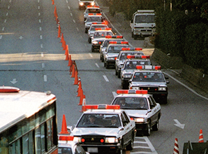 全国から応援に駆け付けたパトカー