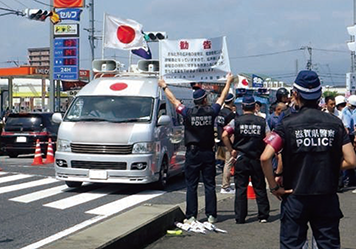 街頭宣伝活動に対する取締り状況（8月、滋賀）