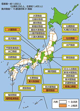 図表5-6　オウム真理教の拠点施設等（令和2年末現在）