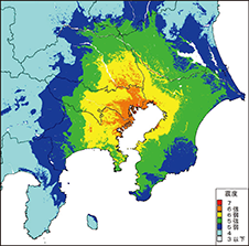 首都直下地震における震度分布