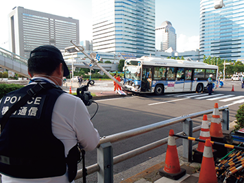 路線バス事故現場映像の撮影・伝送