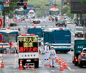 一般道路の交通規制の状況(©中国新聞社)
