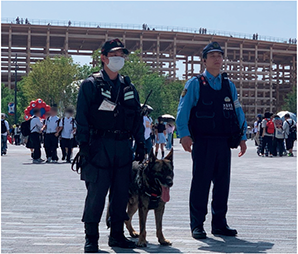 万博会場における警戒状況