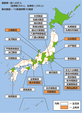 図表6-7　オウム真理教の拠点施設等（令和7年1月末現在）