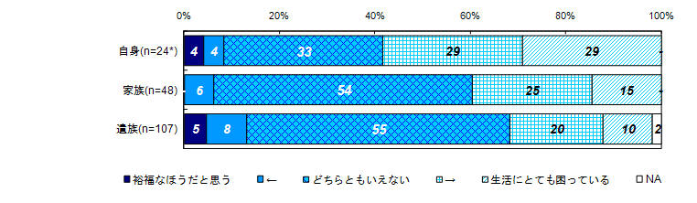 昨年度調査結果：現在の生活の経済的な状況（被害者との関係別）