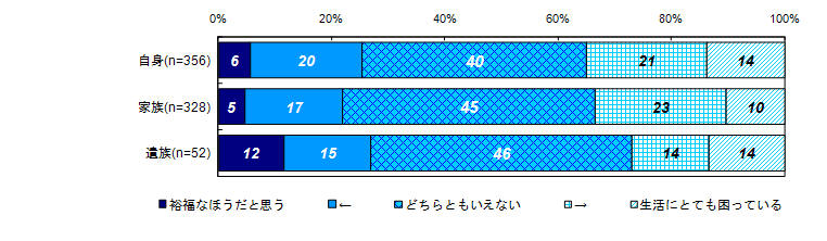 現在の生活の経済的な状況（被害者との関係別）