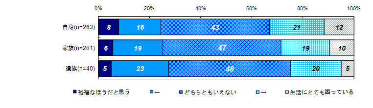 昨年度調査結果：現在の生活の経済的な状況（被害者との関係別）