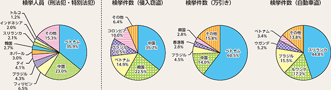 図表3-16 来日外国人犯罪の国籍・地域別検挙状況(令和2年)